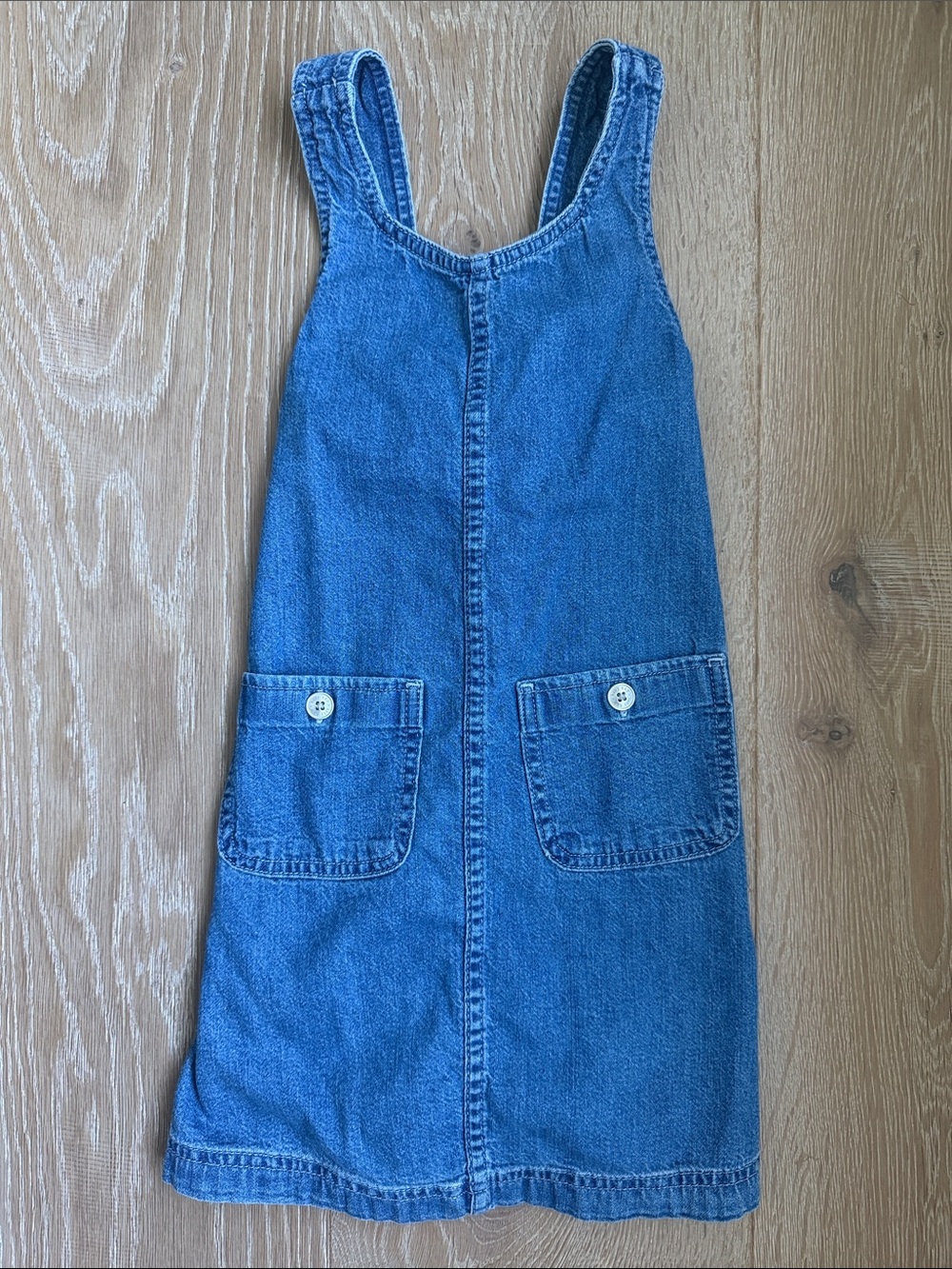GAP Blue Denim Pinafore Dress with Front Pockets